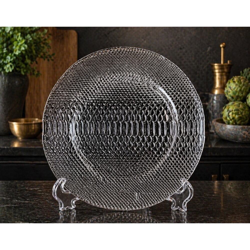 RARE IVV Italian Serving Platter 12” Snake Alligator Skin Textured Art Glass